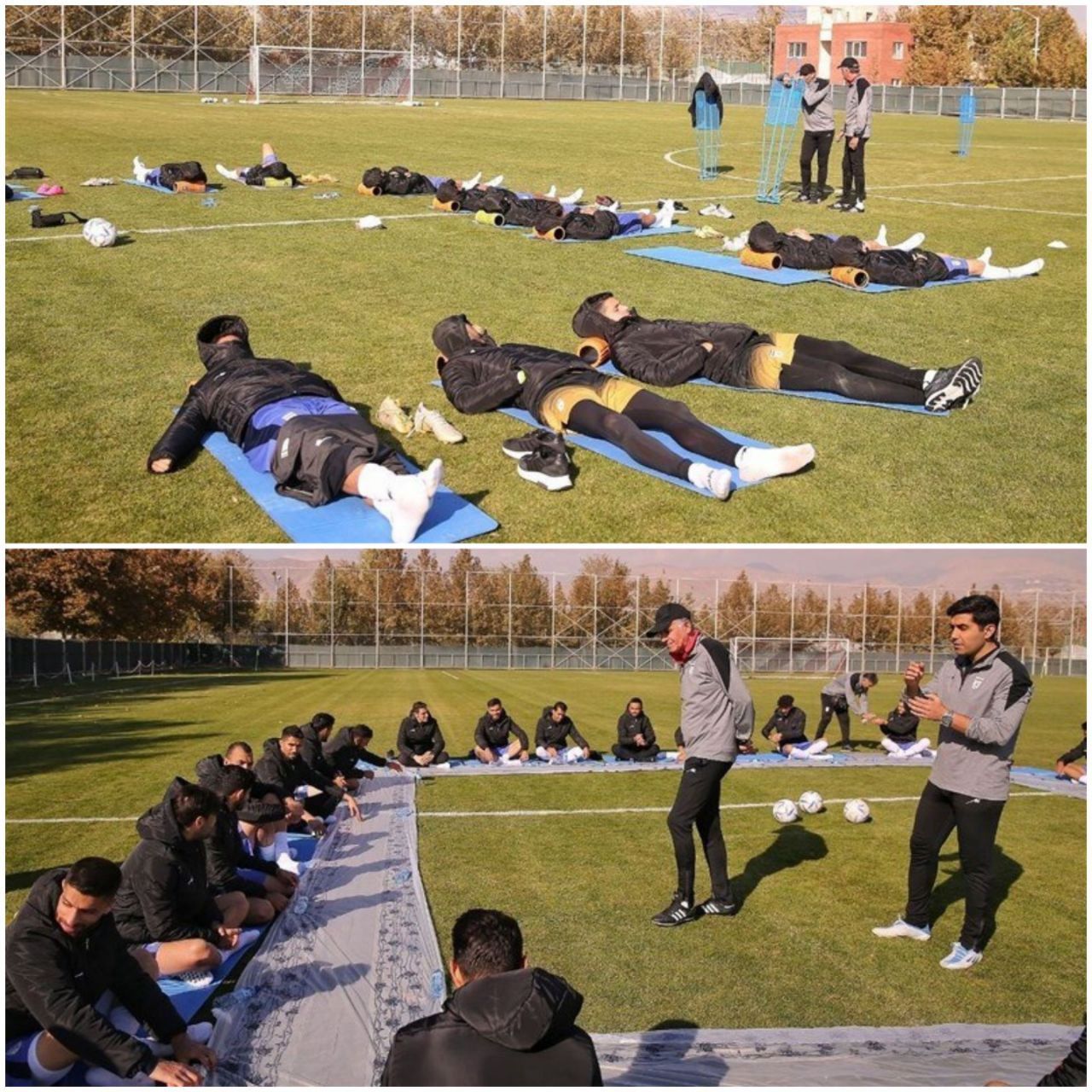 ناهارخوری بازیکنان تیم ملی روی چمن + عکس