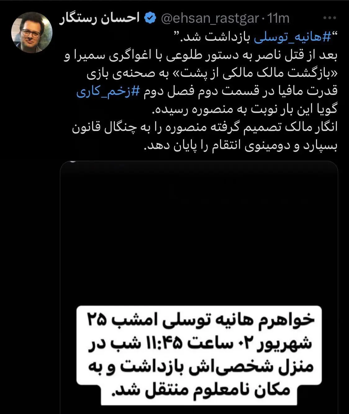 شوخی زشت با دستگیری هانیه توسلی + عکس 2